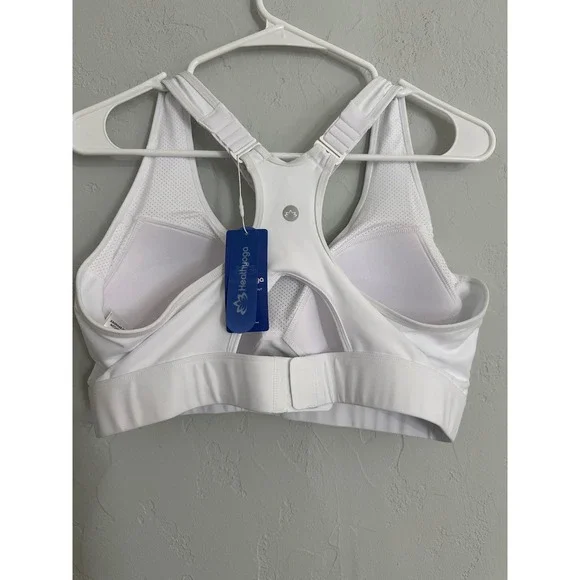 Healthyoga White Athletic Sports Bra Support Medium Impact Breathable NWT - Picture 3 of 6